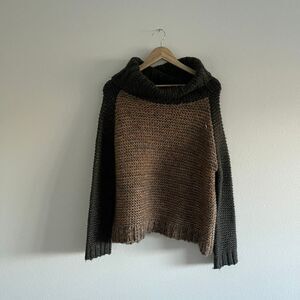 John and Jenn Chunky Knit Two-Tone‎ Turtleneck Sweater